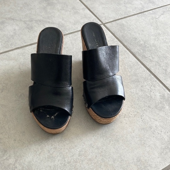 Nine West Black & Cork Wedge Sandals - Picture 2 of 5